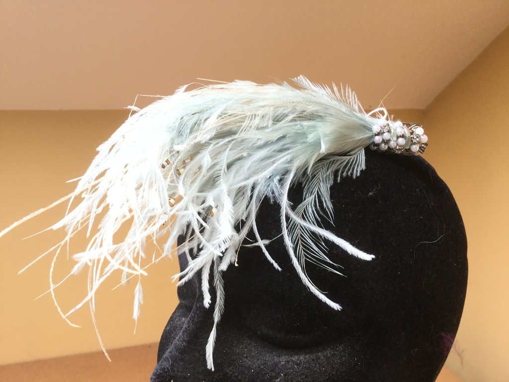 Blue Grey Feather Ornament